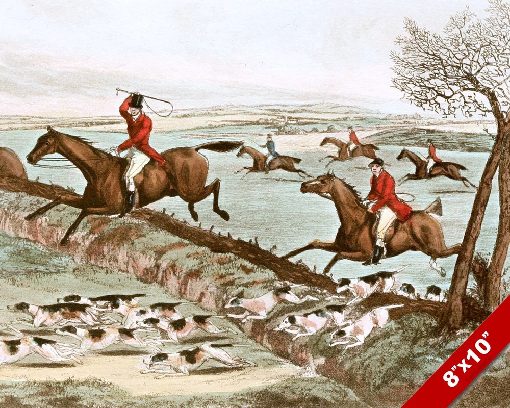 FIRST RUN FOX HUNT HORSE EQUESTRIAN HUNTING ART PAINTING REAL CANVAS PRINT