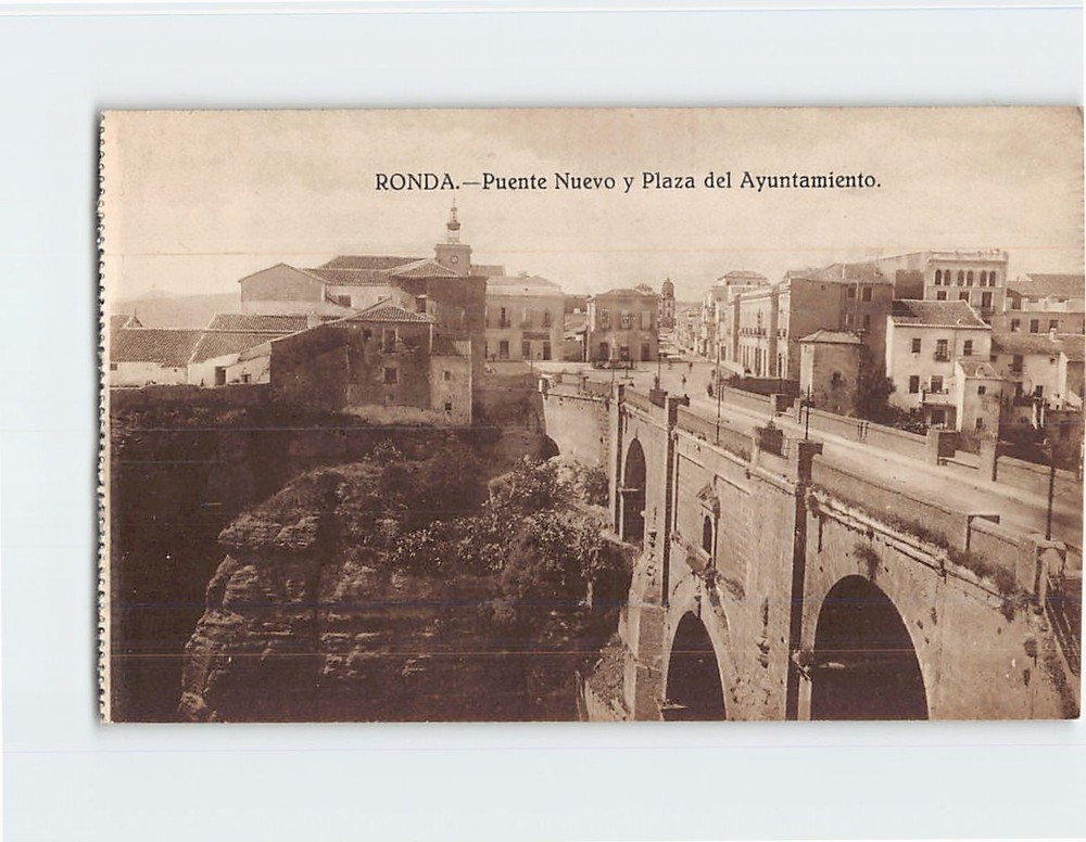 Postcard Ronda Spain Puente Nuevo Plaza Ayuntamiento Vintage Photograph