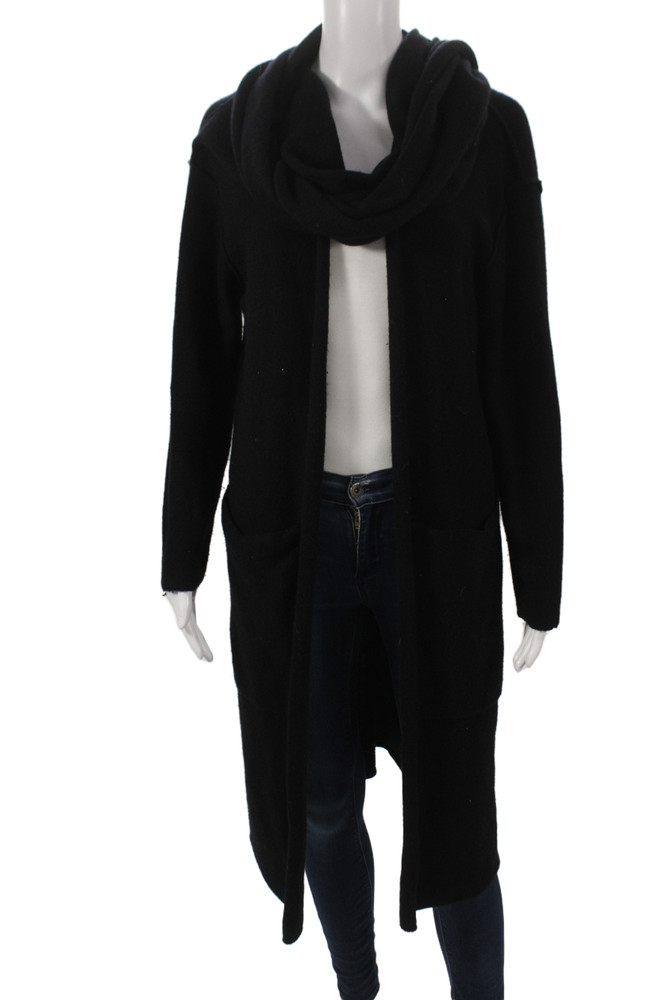Kes Womens Overcoat Coatigan Black Wool Cashmere Long Sleeve Size MFree Shipping in US $100+ Orders | $6.95 Orders Below