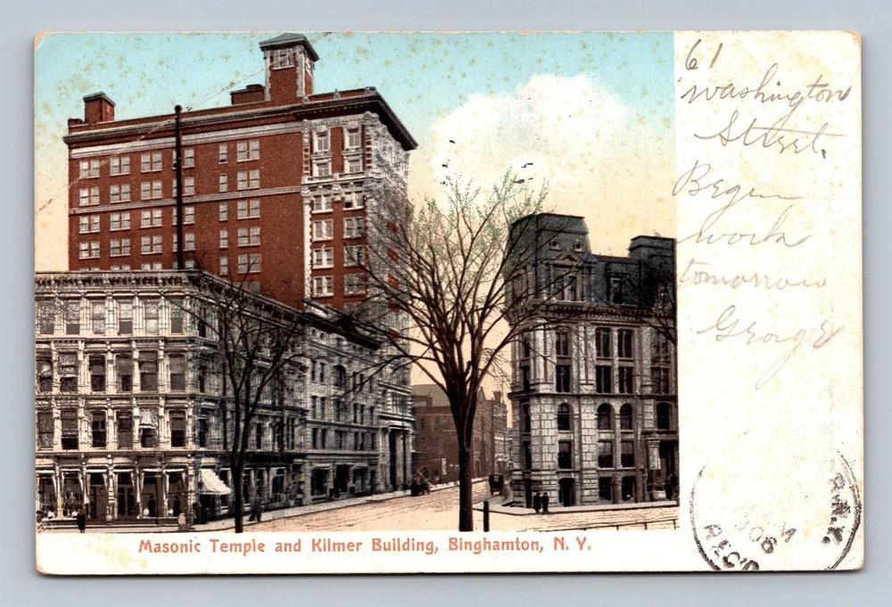 Vintage 1906 Masonic Temple & Kilmer Building Binghamton NY Postcard