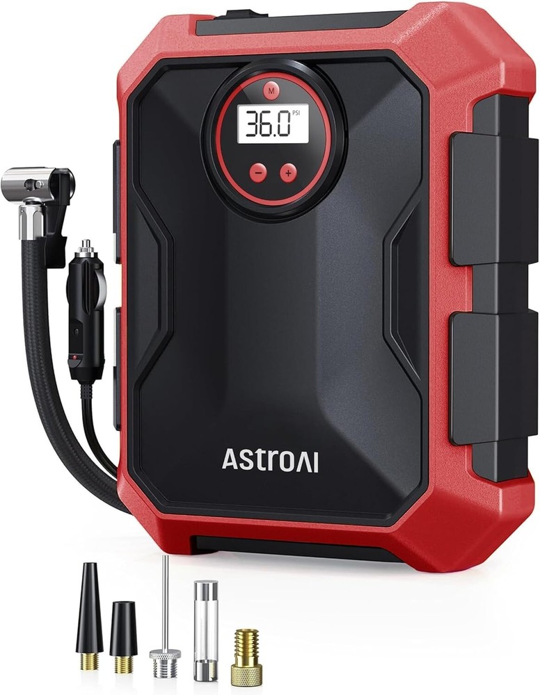 Portable Air Compressor with LED Light & Digital Display - 100PSI Tire Inflator
