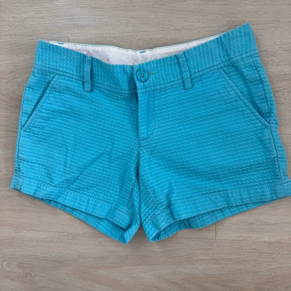 Lilly Pulitzer Callahan Short Sz 2 Turquoise Textured Cotton Womens