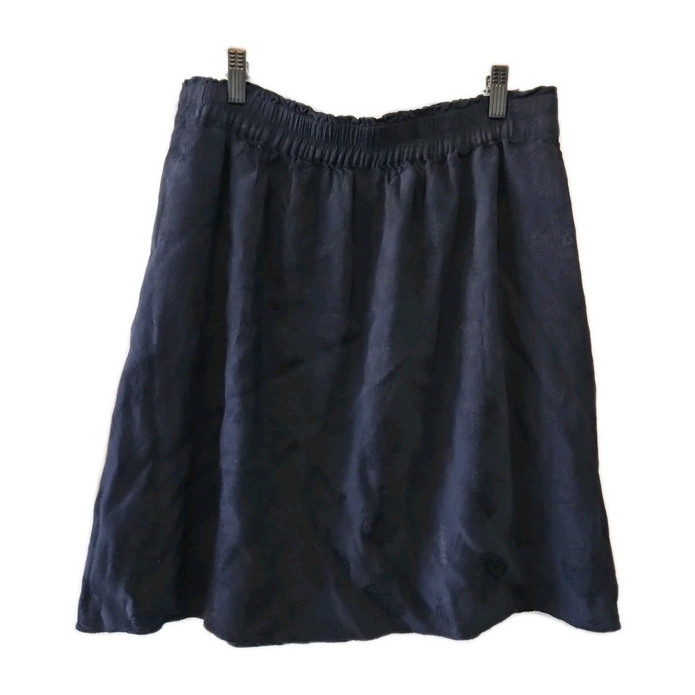 Ann Taylor LOFT Skirt Women's Medium Black Medallion Print Elastic Waist