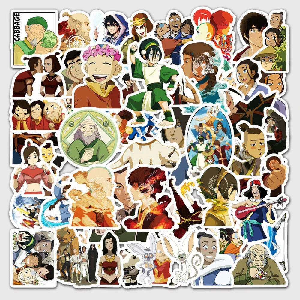 50PCS Anime Avatar The Last Airbender Waterproof Stickers DIY Skateboard Guitar