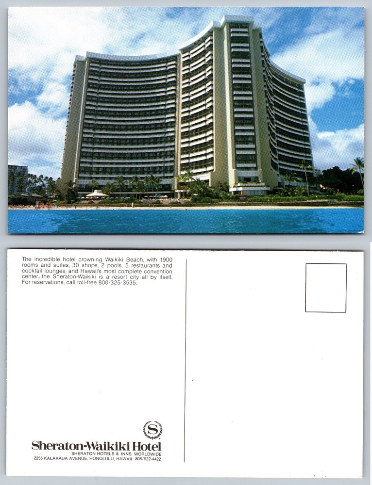 Sheraton Waikiki Hotel Honolulu Hawaii Postcard Vintage Resort City Beach