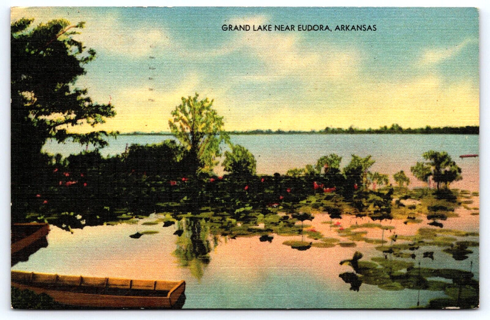 Vintage Old Antique Postcard Grand Lake Water Eudora Arkansas Usa