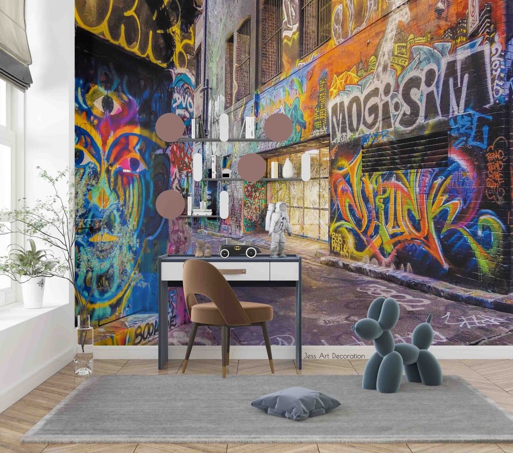 3D Abstract Color Street Graffiti Wall Murals Wallpaper Murals Wall Sticker-image