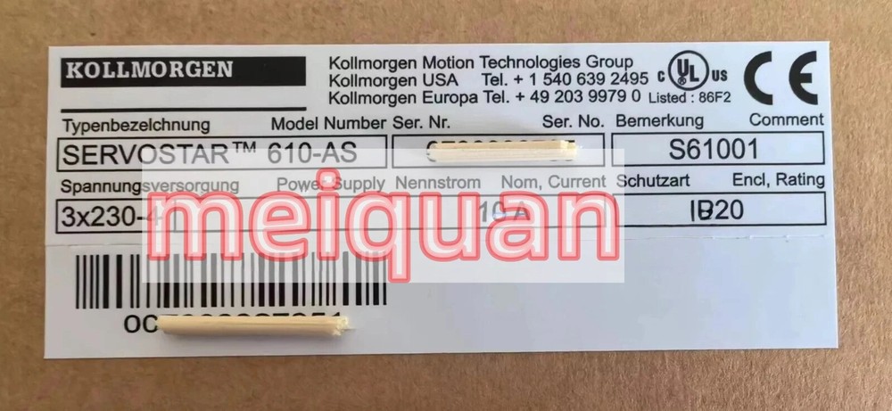 New Kollmogen SERVOSTAR 610-AS S61001 servo drive Fast Delivery DHL/FedEX！