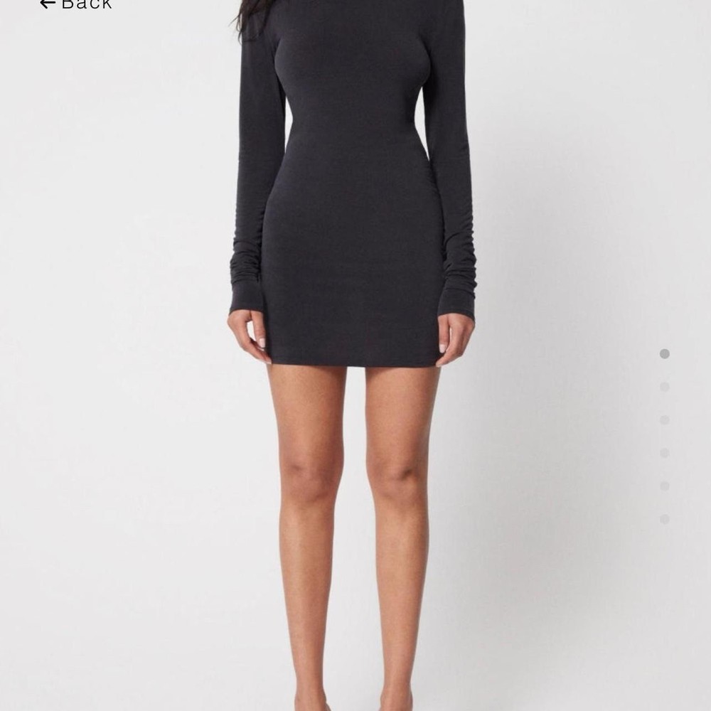 KHY Kylie Jenner - X SMALL - Long Sleeve Mini Dress Stretch Black - MSRP $92 XS