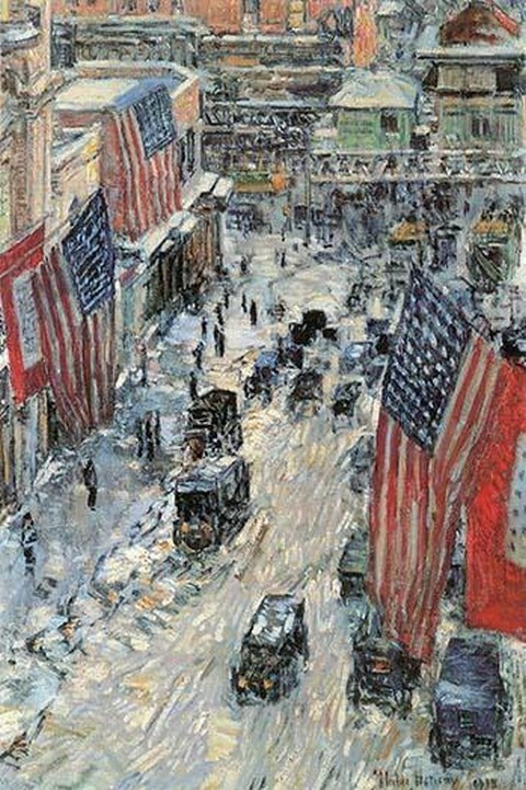 Flags on Fifth Avenue, Winter 1918 by Frederick Childe Hassam - Art Print