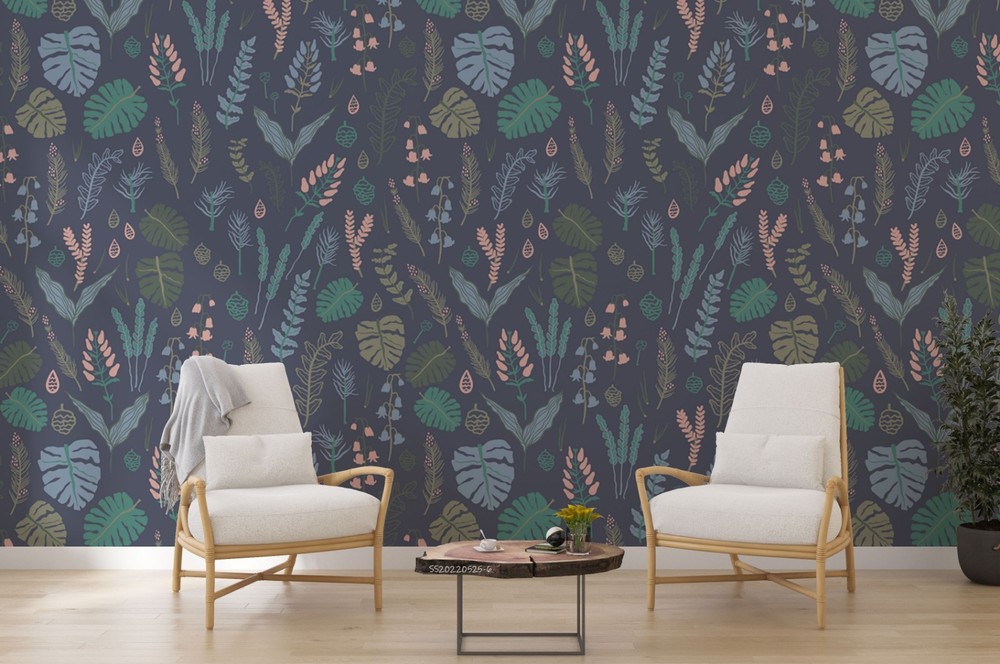 3D Flowers Leaves Flora Pattern Wall Murals Wallpaper Murals Wall Sticker