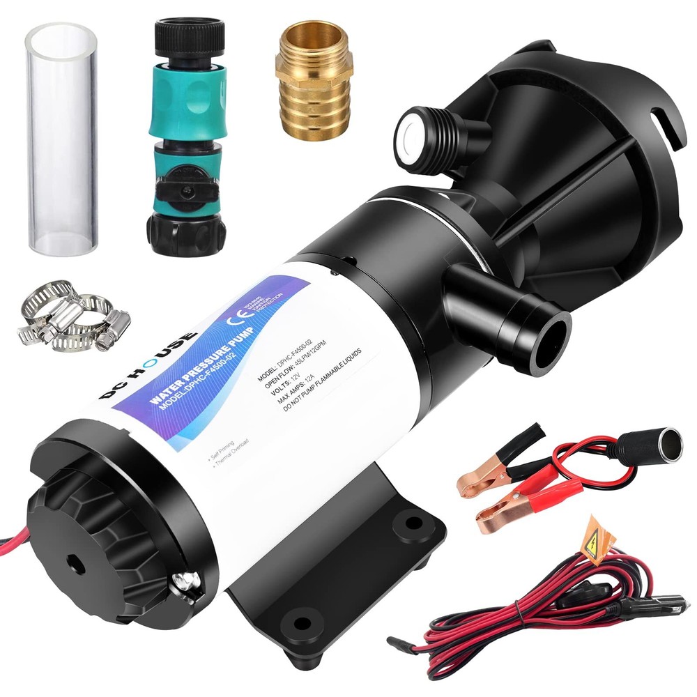 RV Macerator Pump 12V 12 GPM, Portable Waste Water Pump with Garden Hose Disc...