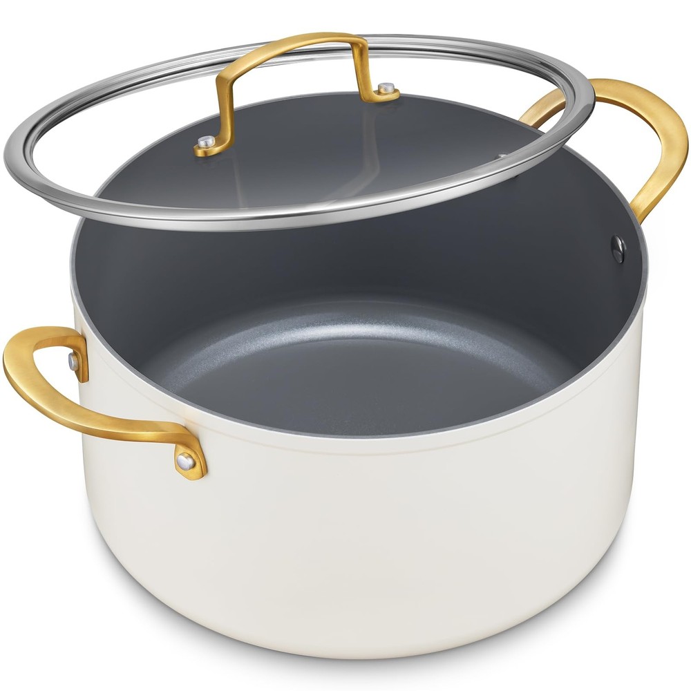 6 Quart Ceramic Nonstick Stock Pot with Lid & Stainless Steel Handles