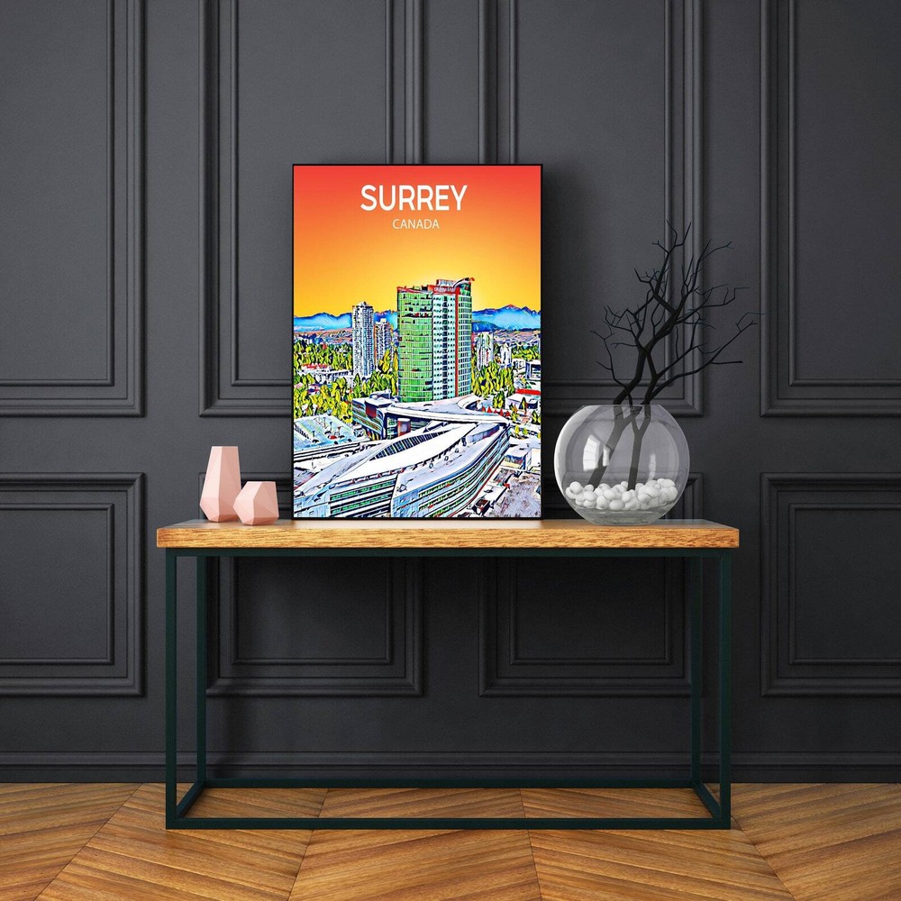 Surrey Canada Art Poster Sunset Night Poster Art Print Surrey City Framed