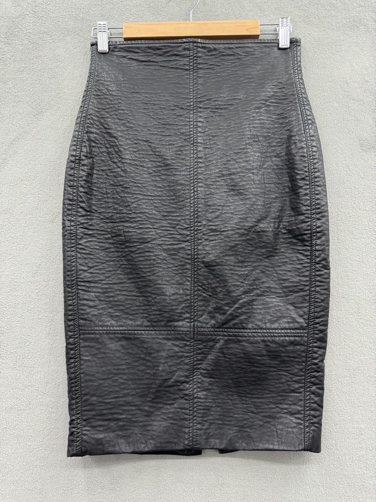 Saints & Secrets Womens Medium Black Vegan Leather Pencil Skirt Stylish & Cruelty-Free
