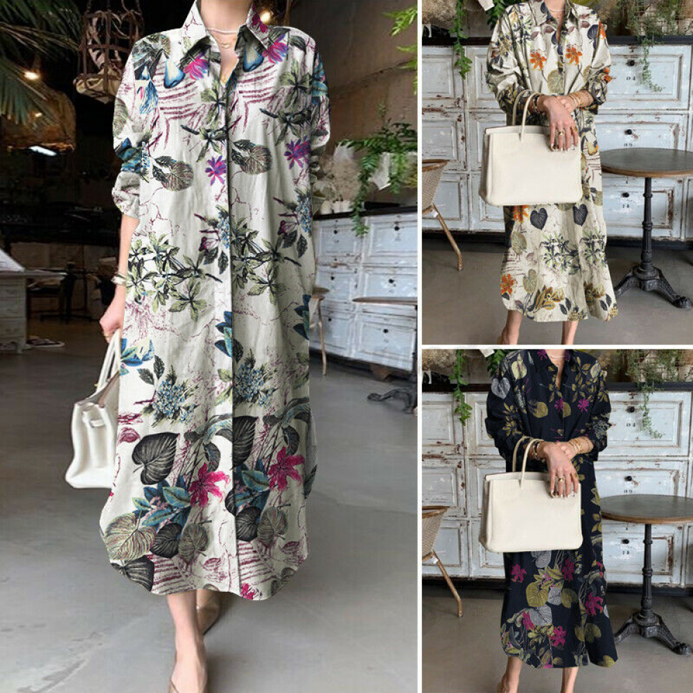 ZANZEA Plus Size Women's Long Maxi Shirt Dress for Summer Beach and Party Fashion
