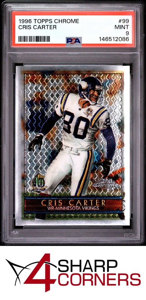 1996 Topps Chrome #99 Cris Carter Vikings Hof Pop 2 Psa 94SC is the hobby's first consignment choice on eBay!