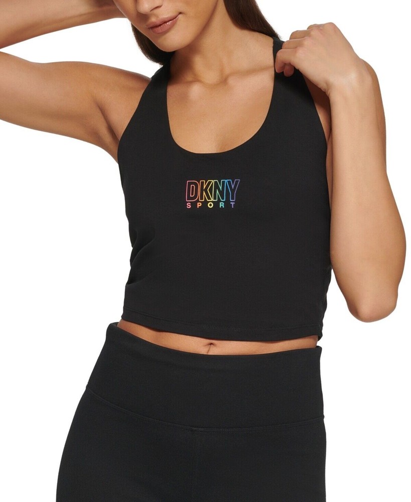 DKNY Sport Women's Black Pride Logo Racerback Tank Top L NEW $49.50   DP2T8781