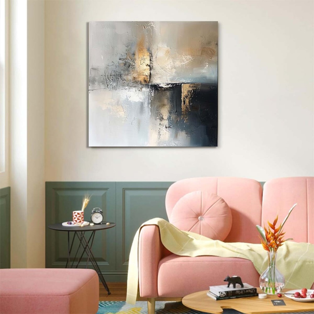 Gray Abstract Wall Art Textured Hand-Painted Oil Paintings on canvas room Decor