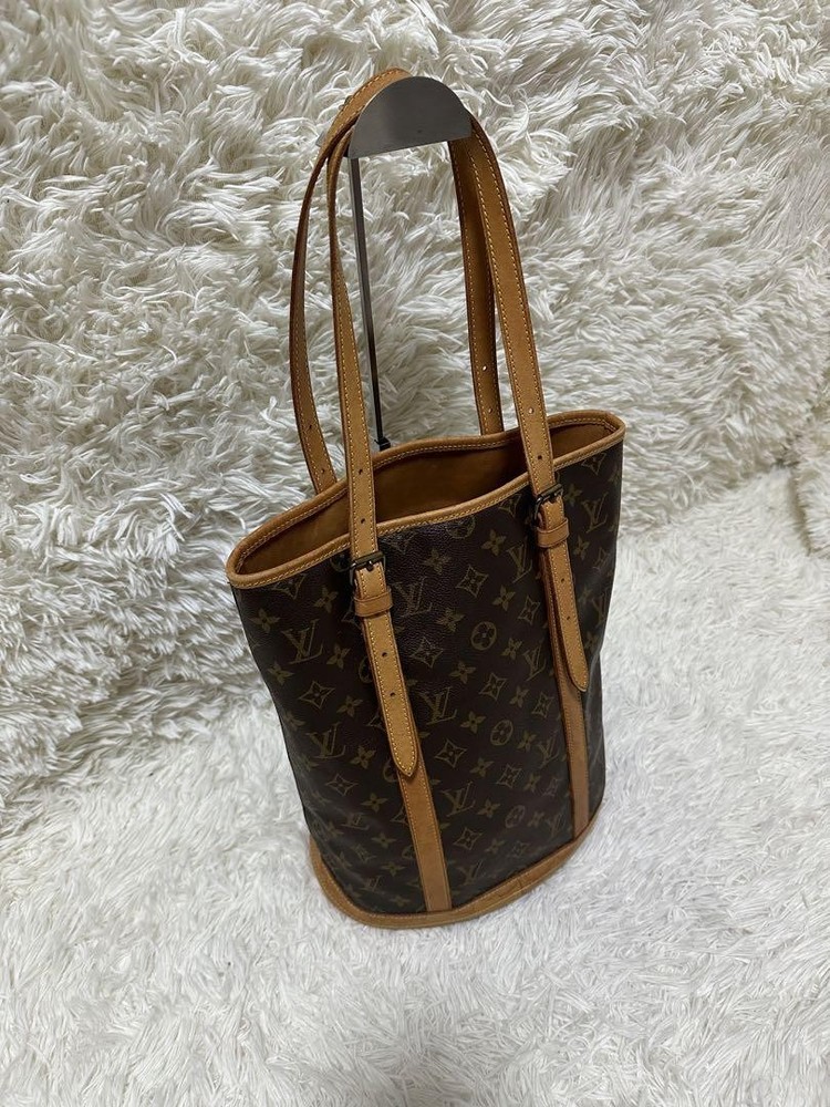 Louis Vuitton Monogram Bucket PM Tote in Brown Leather Authentic Luxury Bag