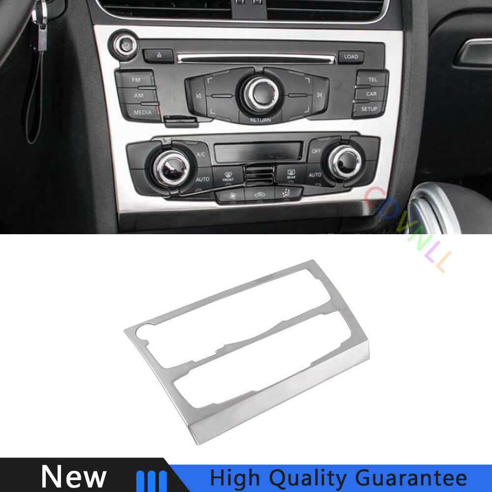 Fit For Audi Q5 2009-2017 Silver Steel Car Console CD Button Control Frame Trim