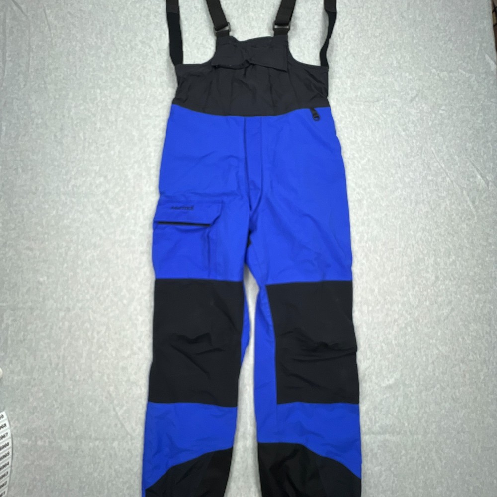 Marmot Bib Pants Mens Large Blue Gore-Tex Snow Ski Waterproof Zip Cargo Snow Ski