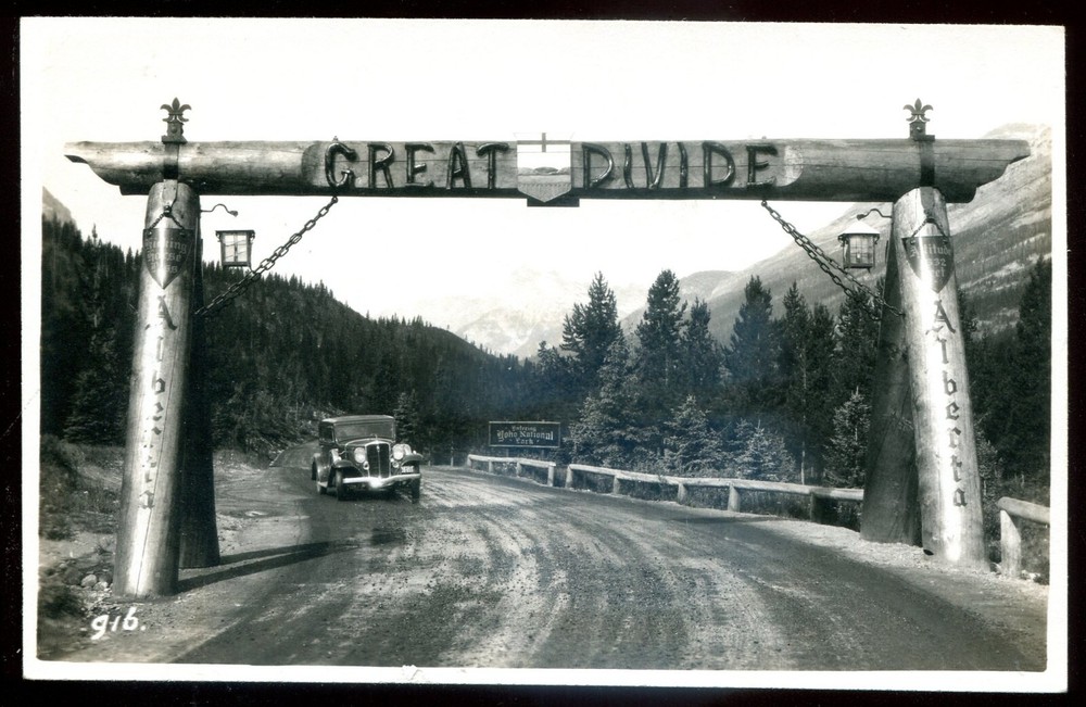 YOHO PARK Alberta 1930s Great Divide Road View. Real Photo Postcard by B. Harmon