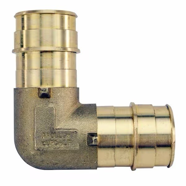 1 In. Brass PEX-A Expansion Barb 90-Degree Elbow.