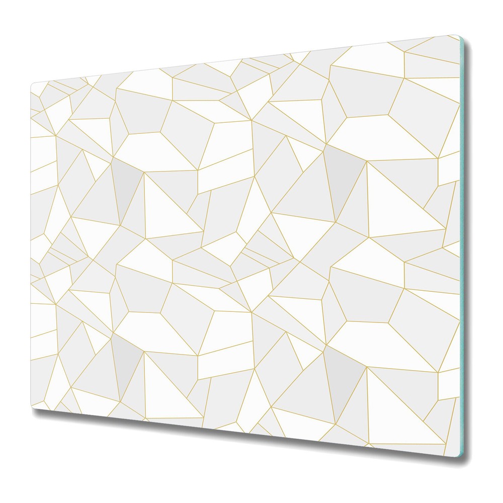 Light Grey Glass Cover Chopping Board with Triangle Design 60x52cm