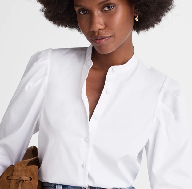 NWT MADEWELL Puff-Sleeve Button-Up Shirt