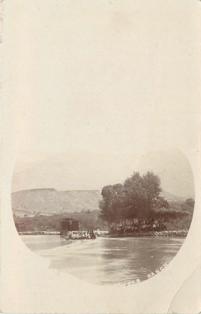 Bluff's Ranch Picnic,Thatcher, AZ Real Photo Postcard. 1910 Territorial Postmark