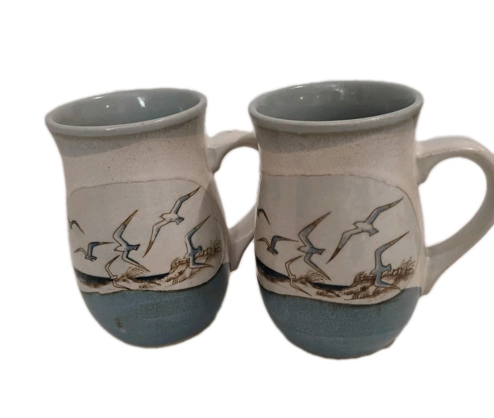 Vintage Otagiri Seagull Ceramic Coffee Mug Japan Stoneware Pottery Set of 2