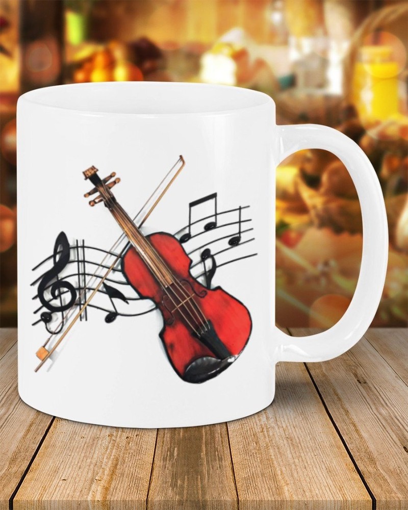 White Violin Musical Instrument Coffee Mug