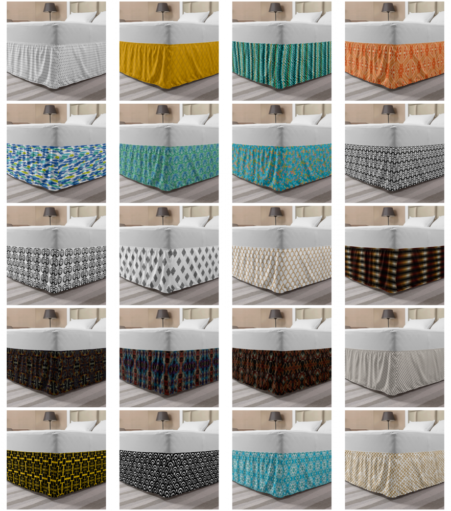 Ambesonne Abstract Theme Bedskirt Elastic Wrap Around Skirt Gathered Design