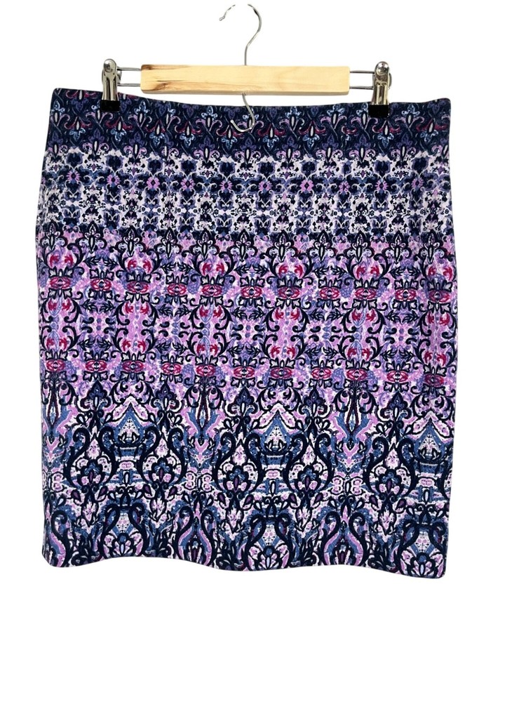 J Jill Floral Mini Skirt S Purple Ombre Boho Western Chic Preppy Indie Folk 80s