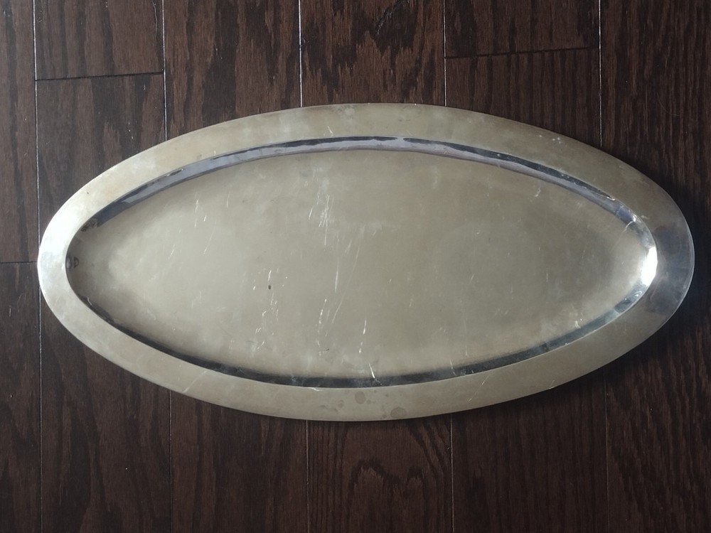 Sterling Silver 925 Large Oval Tray Handcrafted in Mexico 22.75 x 10.75 Inches 1003 Grams