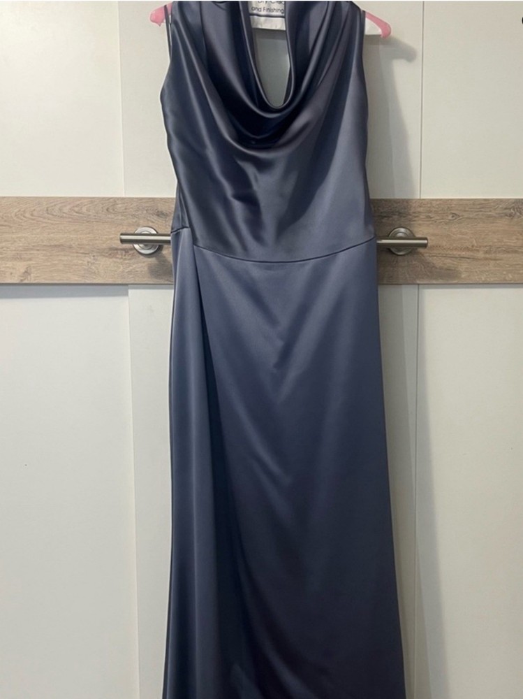 Amsale Slate Blue Formal Evening Gown Size 14  Worn Once