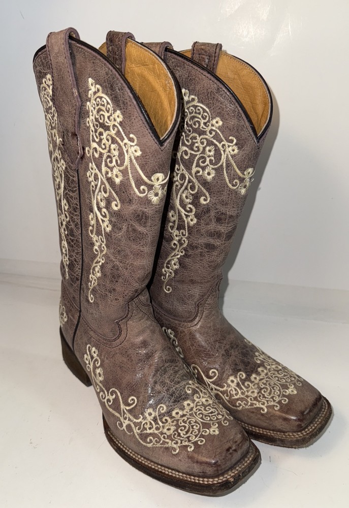 Corral Western Boots Woman’s Size A2980 Brown Leather SZ 3, 13 Years And Older