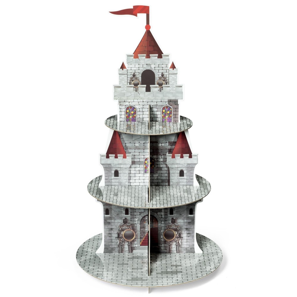 Medieval Knight Cupcake Stand 3 Tiers Castle Birthday Party Cardboard Cupcake...