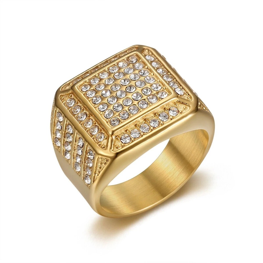 2.50Ct Round Cut Moissanite Ring Wedding Gift For Men's 14k Yellow Gold Plated