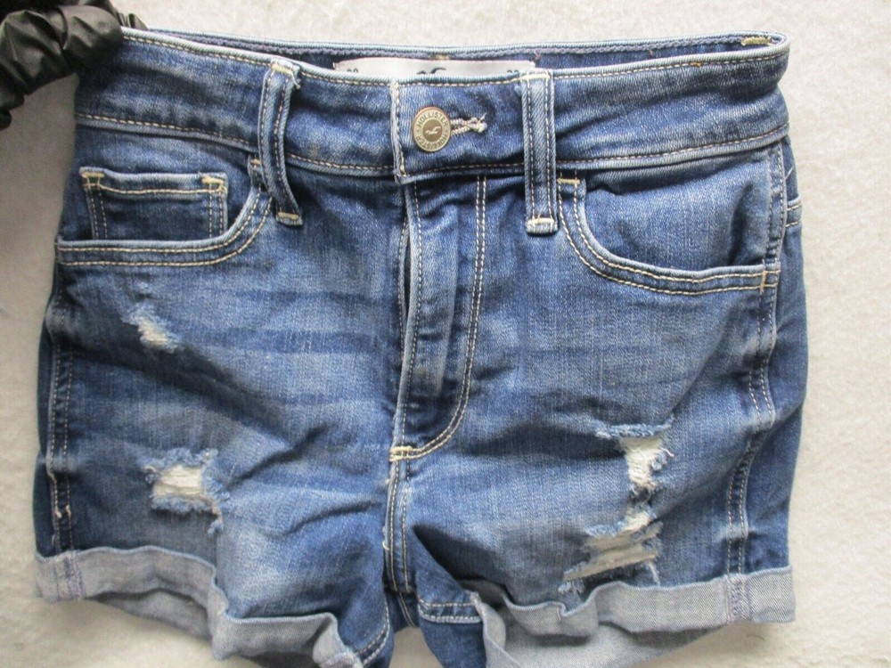 Hollister Curvy High Rise Mom Shorts Womens Size 00 23 blue jean Denim