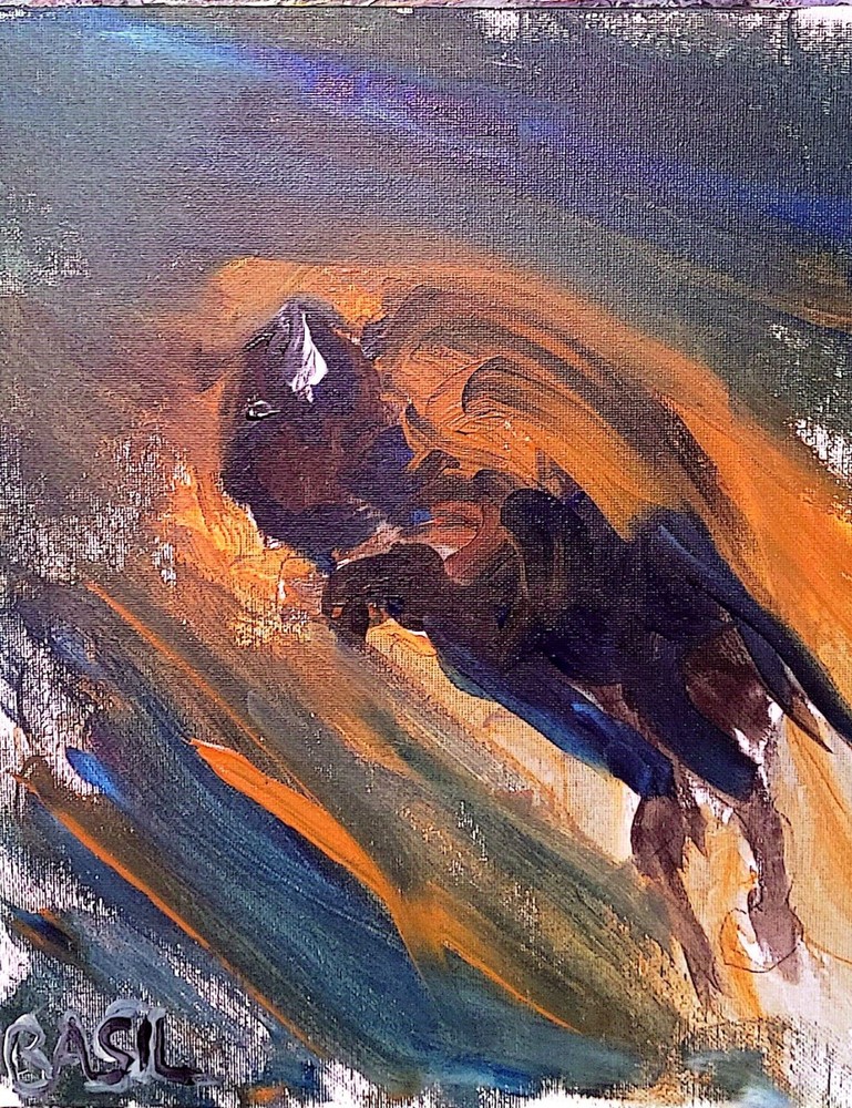 Buffalo Unique Abstract Expressionism Wall Art Canvas Board 11x14-image