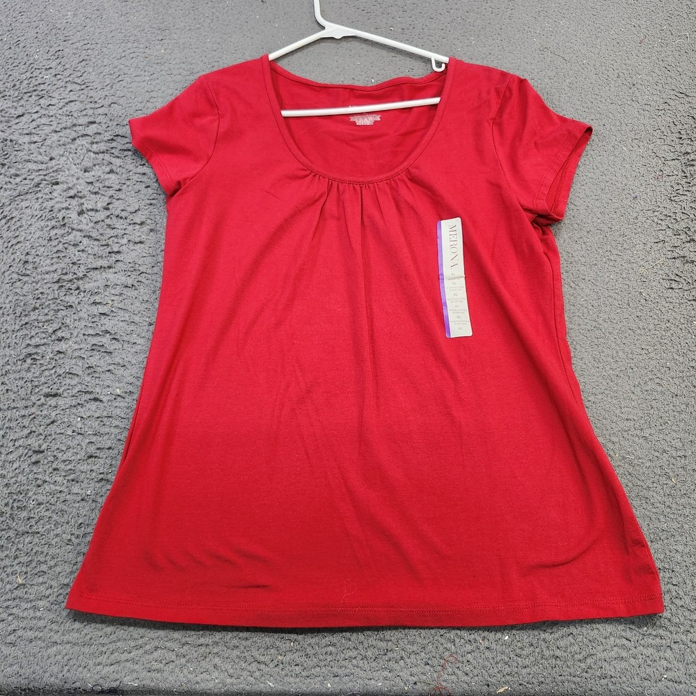 Merona Shirt Womens XL Red Slightly Fitted Scoop Neck Short Sleeve Tee Top