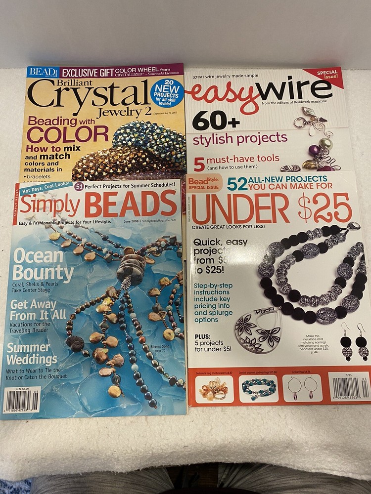 Mixed Lot Of 4 Beading Magazines, Easy Wire, Simply Beats, Crystal Jewelry