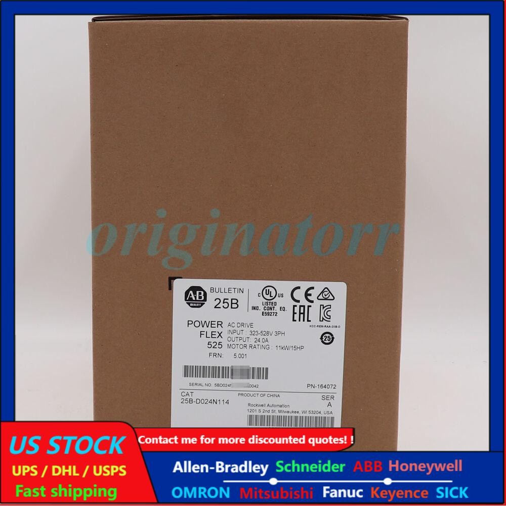 25B-D024N114 Allen-Bradley  PowerFlex 525 AC Drive 11kW 15Hp Factory Sealed NEW