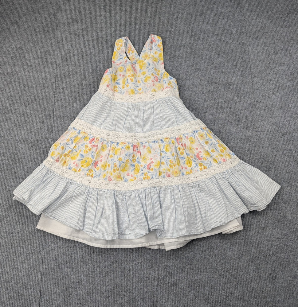 Tommy Bahama Dress Girls 6 Tiered Cotton Floral Cottagecore Summer Lightweight