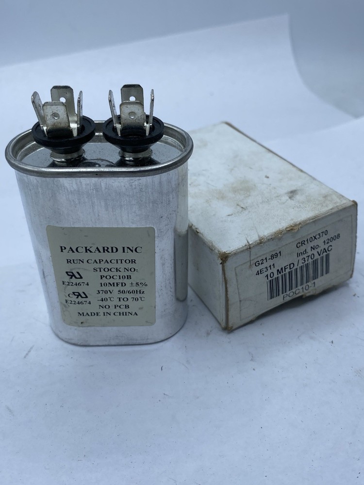 Packard POC10B Run Capacitor 10MFDx/-5% 370VAC 50/60Hz