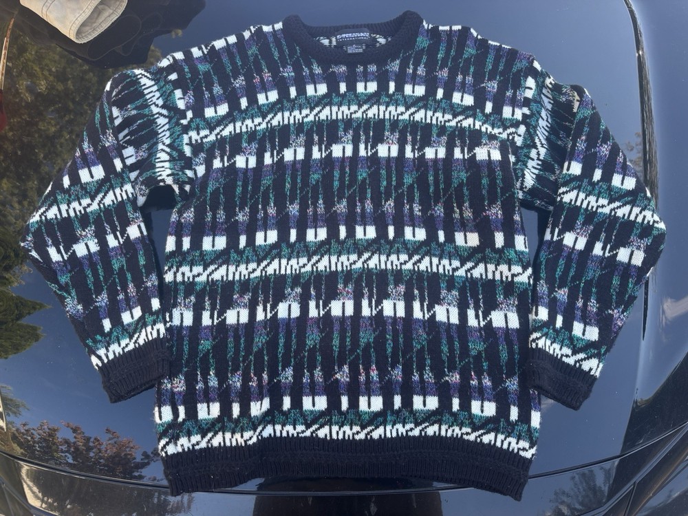 Vintage Expressions International Sweater Mens Medium Geometric Pullover Grandpa