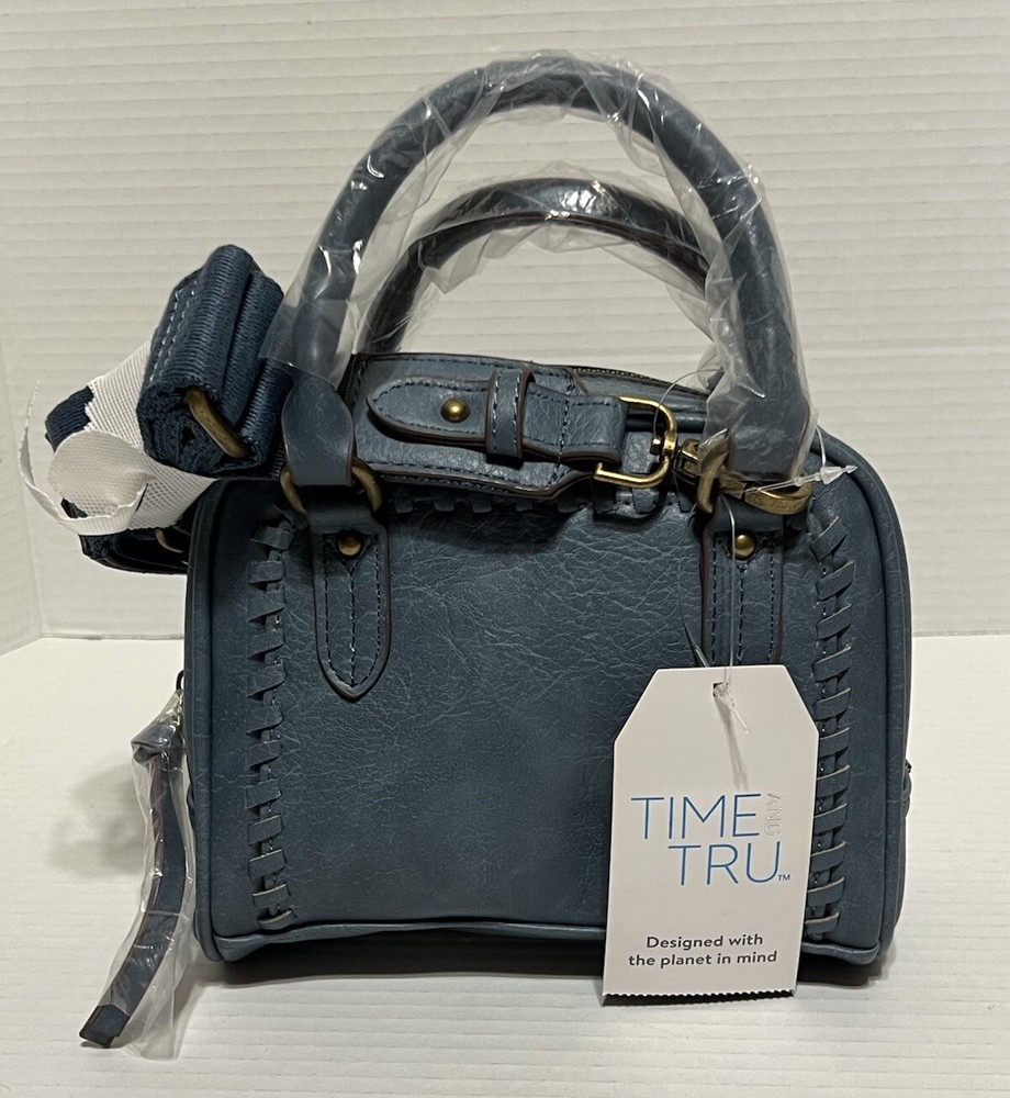 Time and Tru Blue Zipper Small Cambridge Crossbody Bag NWT  