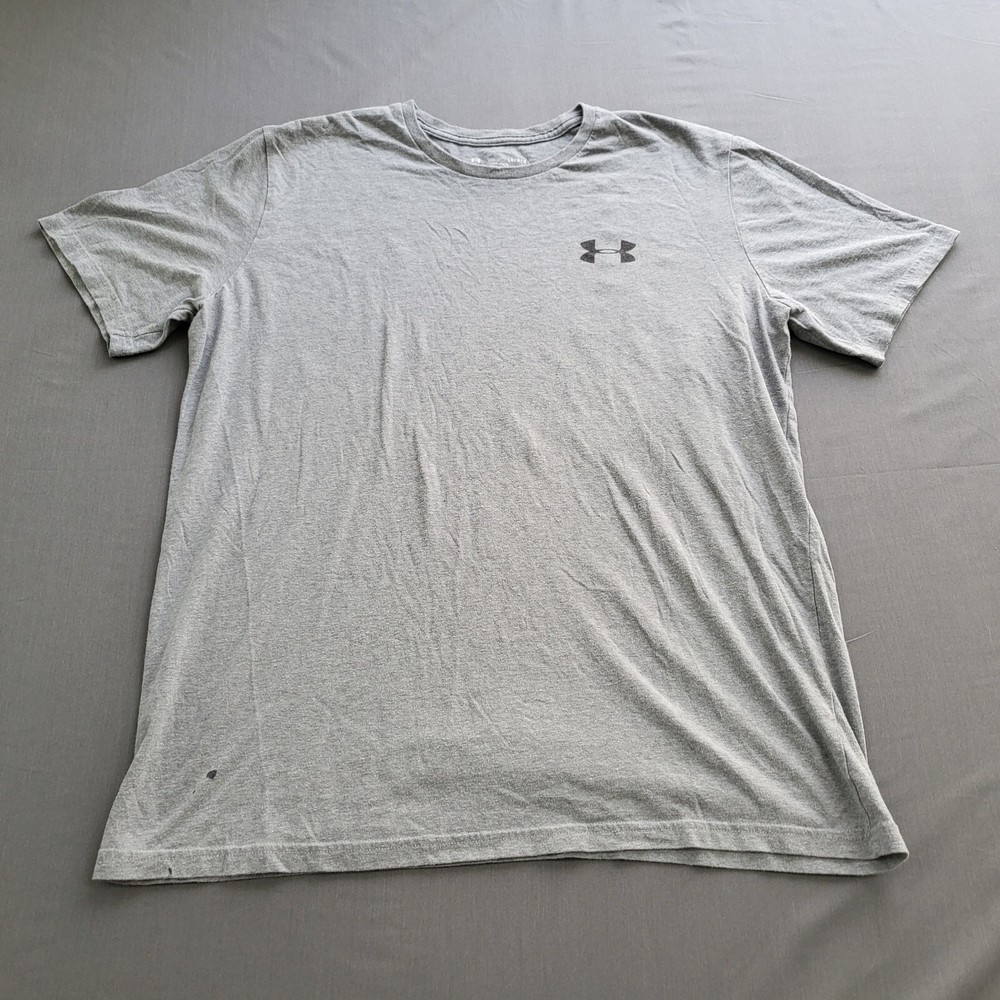 Under Armour Shirt Mens Large L Short Sleeve Loose Animal Skull Heat Gear Gray *